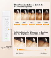 Gritin Rechargeable Clip-on Book Light, 3 Eye-Care Modes, 5 Brightness Levels & Stepless Dimming